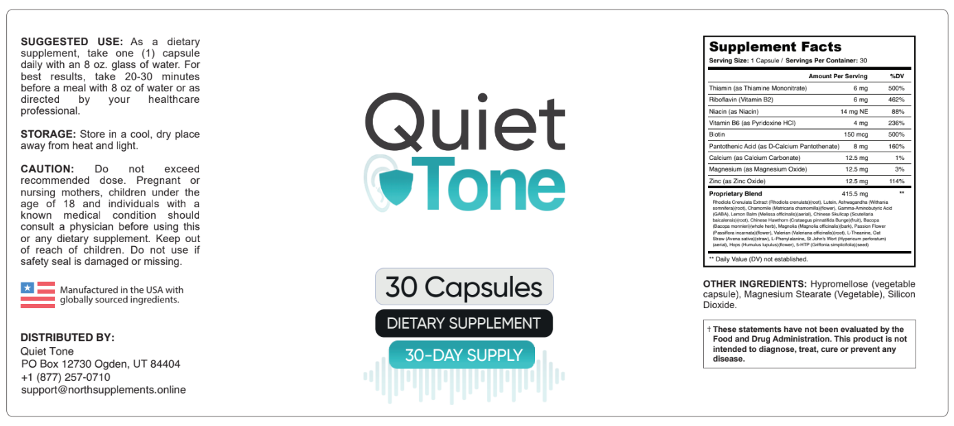 Quiet Tone supplement label